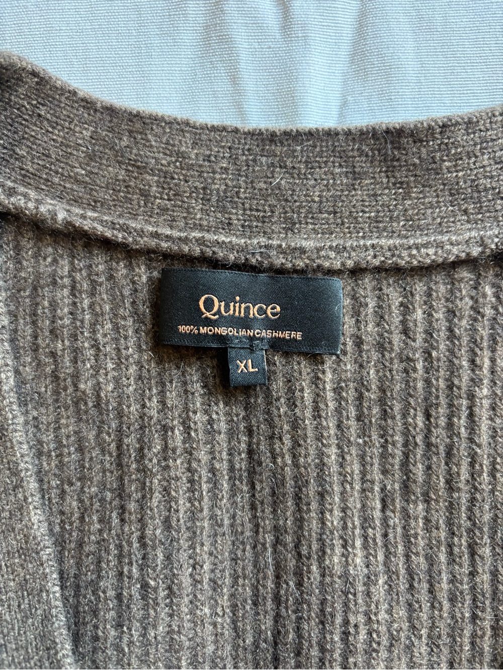 Quince Brown Ribbed V-Neck Button-Front Cardigan - Picture 3 of 3